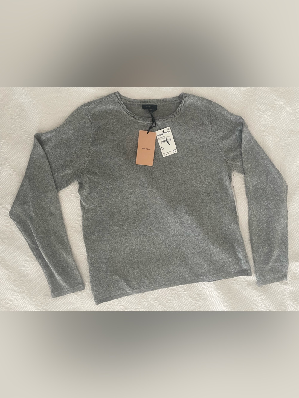 Halogen Light Gray Metallic Lightweight Blouse | size M | NWT